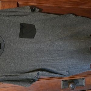 Men's Gray T-Shirt with Black Pocket